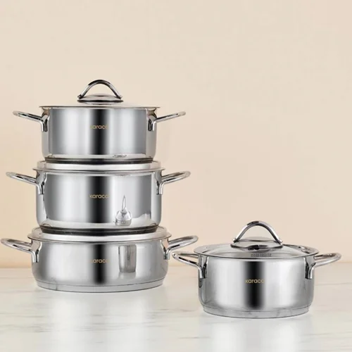 عکس سرویس قابلمه 8 پارچه کاراجا Powersteel Sakura 316