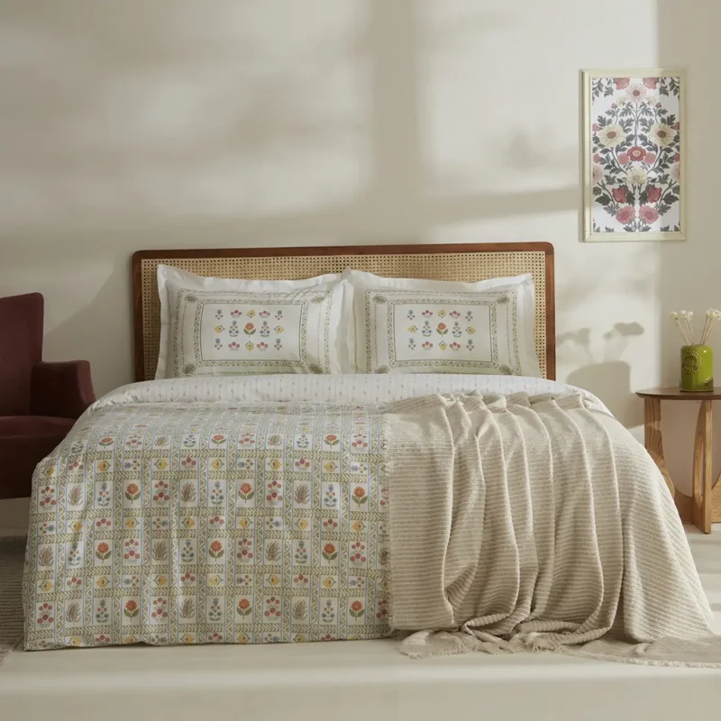 عکس سرویس کاور لحاف پتو دو نفره کاراجاهوم هنری رنگی