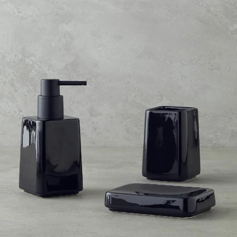 عکس ست سرویس بهداشتی 3 پارچه انگلیش هوم برندا مشکی