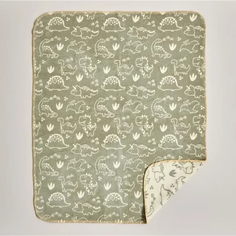 عکس پتو پنبه کودک بلامزون دینو خاکی 120×100 سانتی