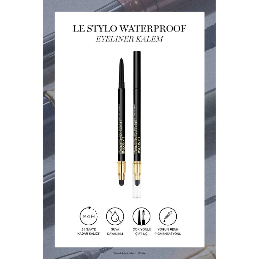 مداد چشم ضد آب لانکوم Le Stylo شماره 02 Noir intense مشکی