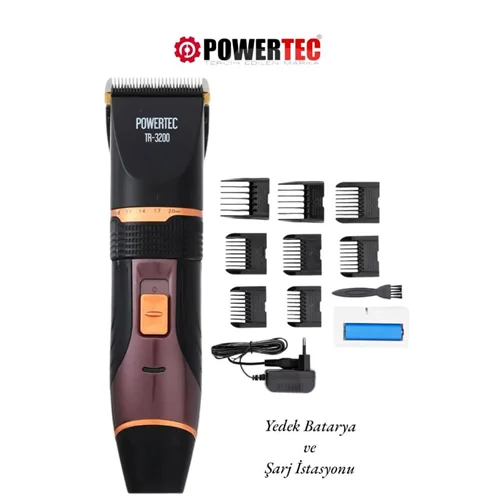ماشین اصلاح شارژی سر صورت پاورتک TR-3200 مشکی