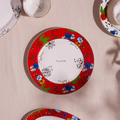 عکس بشقاب غذاخوری کاراجا Frida قطر ۲7 سانتی قرمز