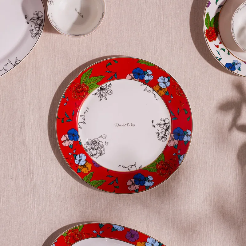 عکس بشقاب غذاخوری کاراجا Frida قطر ۲7 سانتی قرمز