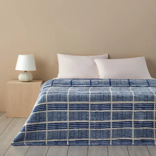 عکس پتو دو نفره اکریلیک انگلیش هوم رایا آبی