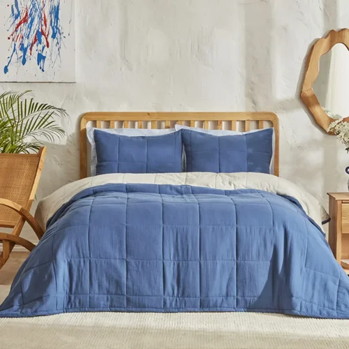 عکس سرویس کامل لحاف یک نفره کاراجاهوم بارنی آبی