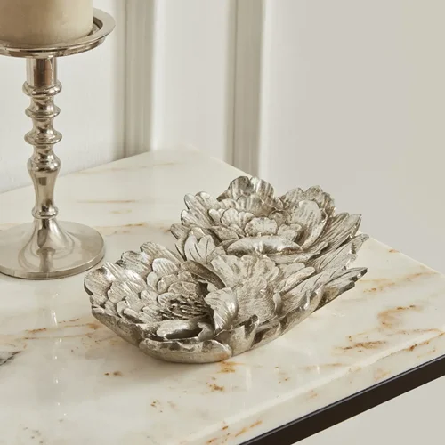 ظرف دکوری کاراجاهوم لیانکا نقره ای 26×16 سانتی