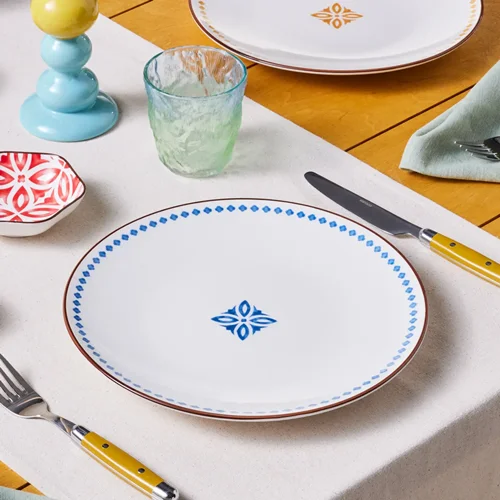 عکس بشقاب غذاخوری کاراجا جوفی طرح دار آبی 27 سانتی