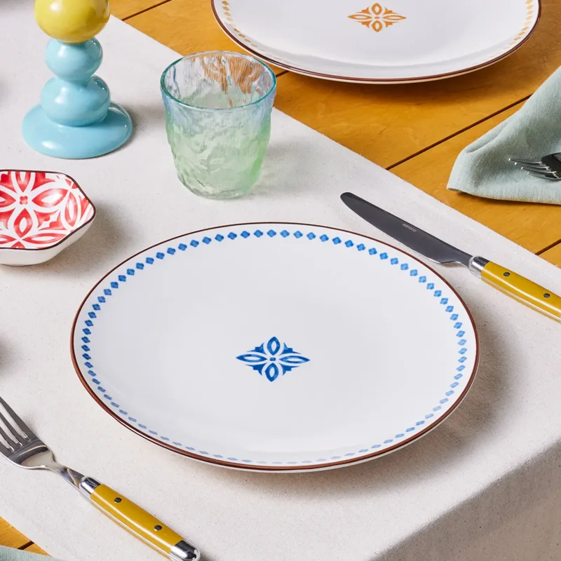 عکس بشقاب غذاخوری کاراجا جوفی طرح دار آبی 27 سانتی