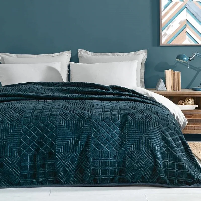 عکس پتو دو نفره طرح برجسته یاتاش نوا سبز تیره