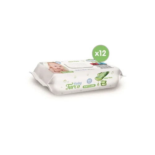 دستمال مرطوب کودک بچه ترک آلوئه ورا ۱۲ بسته ۹۰ عددی
