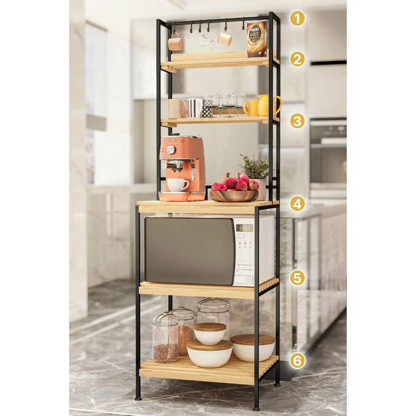 عکس قفسه آشپزخانه چند‌منظوره ۵ طبقه بینو Bn5957 مشکی