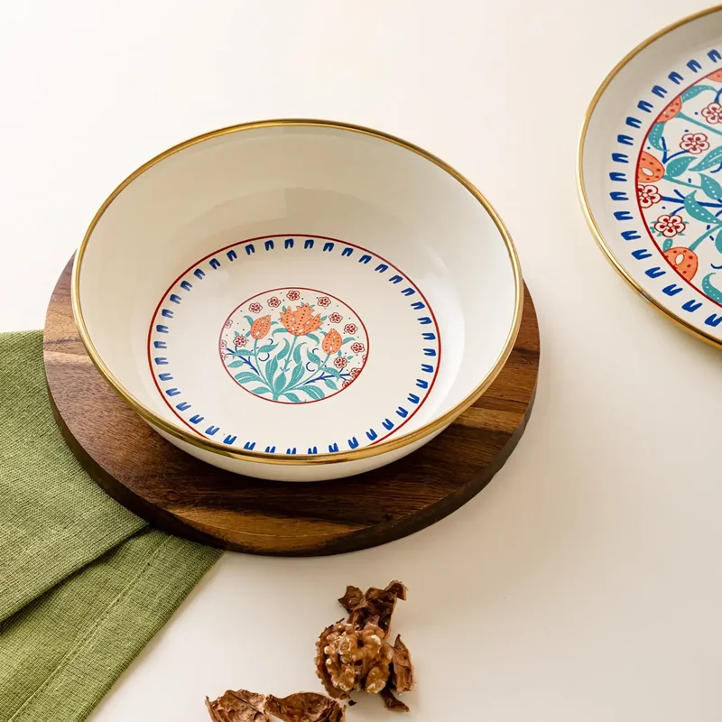 عکس بشقاب خورش خوری لعابی امسان Hasbahce قطر 18 سانتی